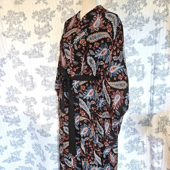 Caftan Blue Black Floral Paisley S to Plus New - Picture 2 of 10